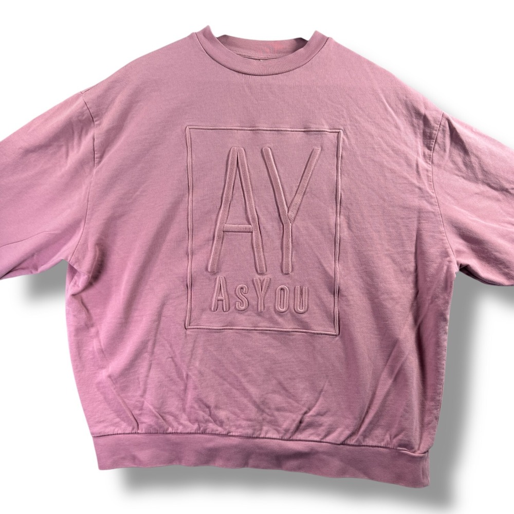 AsYou Pink Crew Neck Sweatshirt Womens Size 12 Embossed Logo Pullover